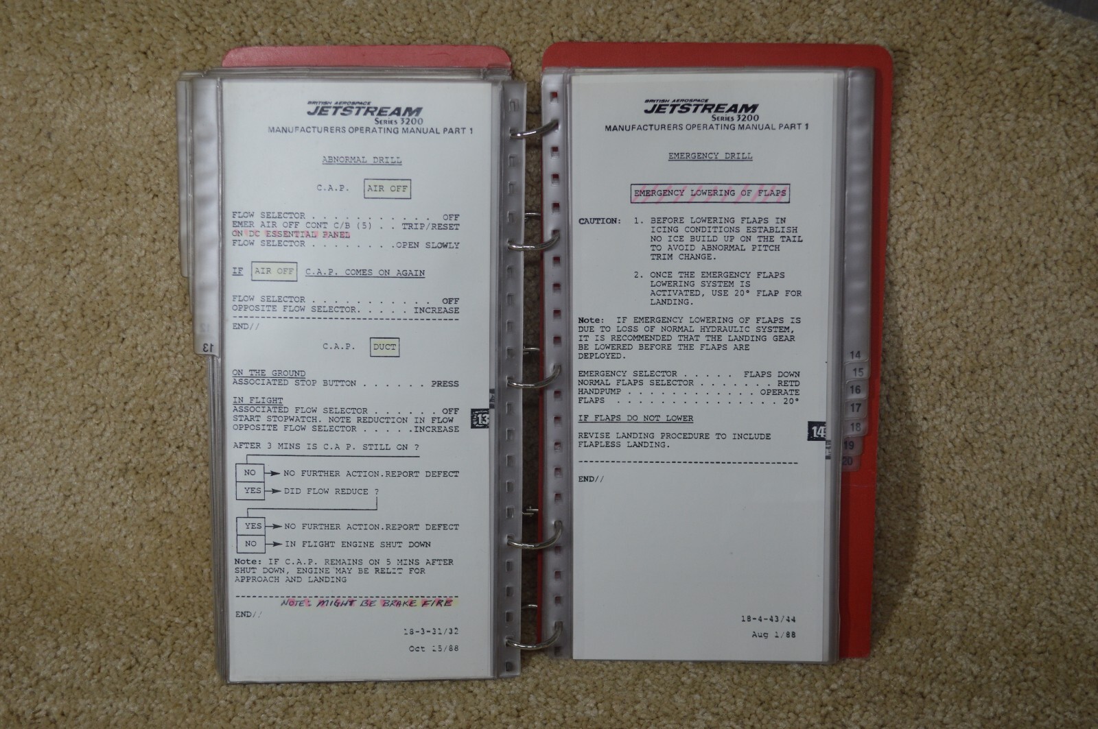 JETSTREAM 3200 MANUFACTURES OPERATING MANUAL PT 1 USED