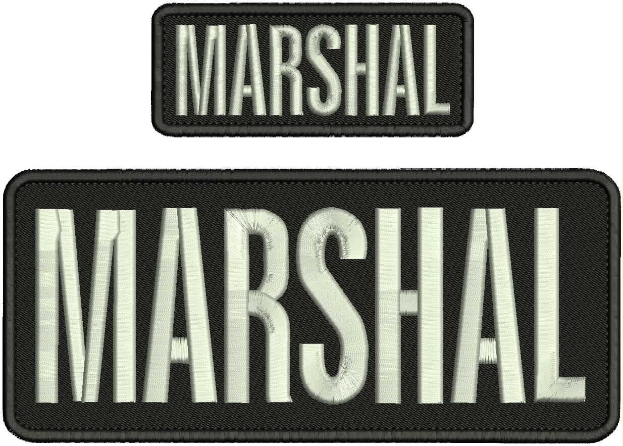 Collectible Embroidery Patch Marshal  4x10 & 2x5'' With Hook  Silver On Black