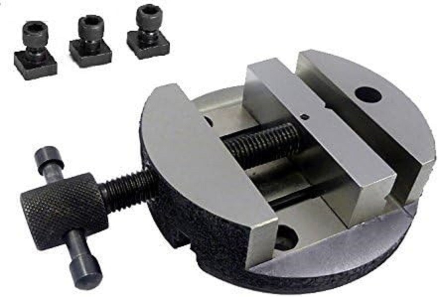 Caste Iron 80 mm Round Vice For 3" (75 mm) & 4" (100 mm) Rotary Table + Fixing T