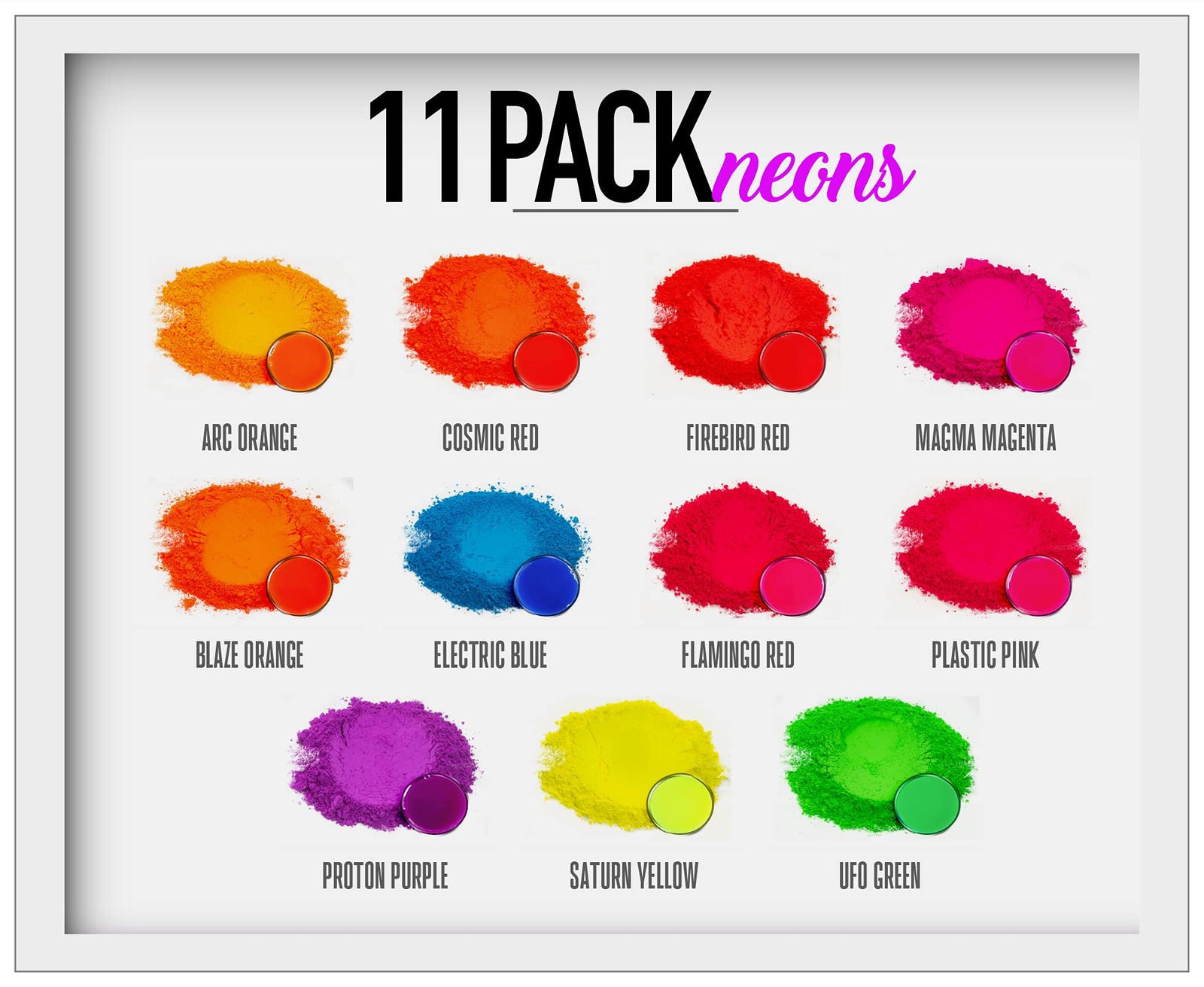 Eye Candy Pigments Neon Mica Pigment Powder Set - for