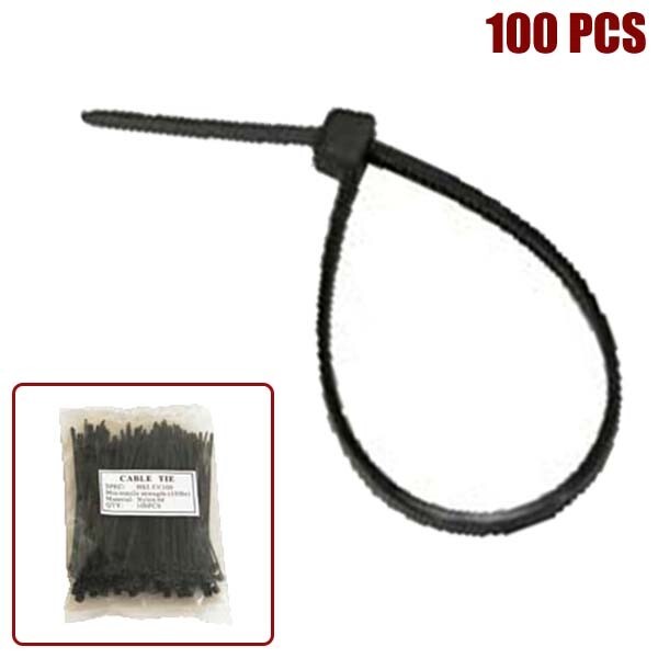 100 Pcs 4" Nylon Cable Zip Tie Ties Wire Management Cable Cord Organizer Black
