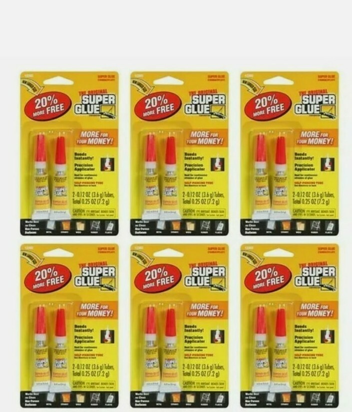 Lot Of (6) 2ct. Pack) New ORIGINAL SUPER GLUE .12oz. (12-ct. Total) F/S