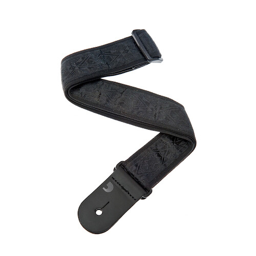 D'Addario Woven Guitar Strap; Black Satin design