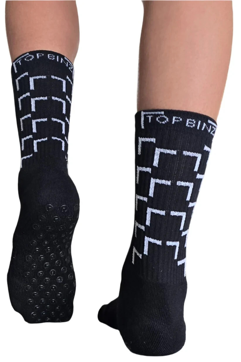 TOP BINZ Black Soccer Grip Socks 2 Pack, 4 Pack
