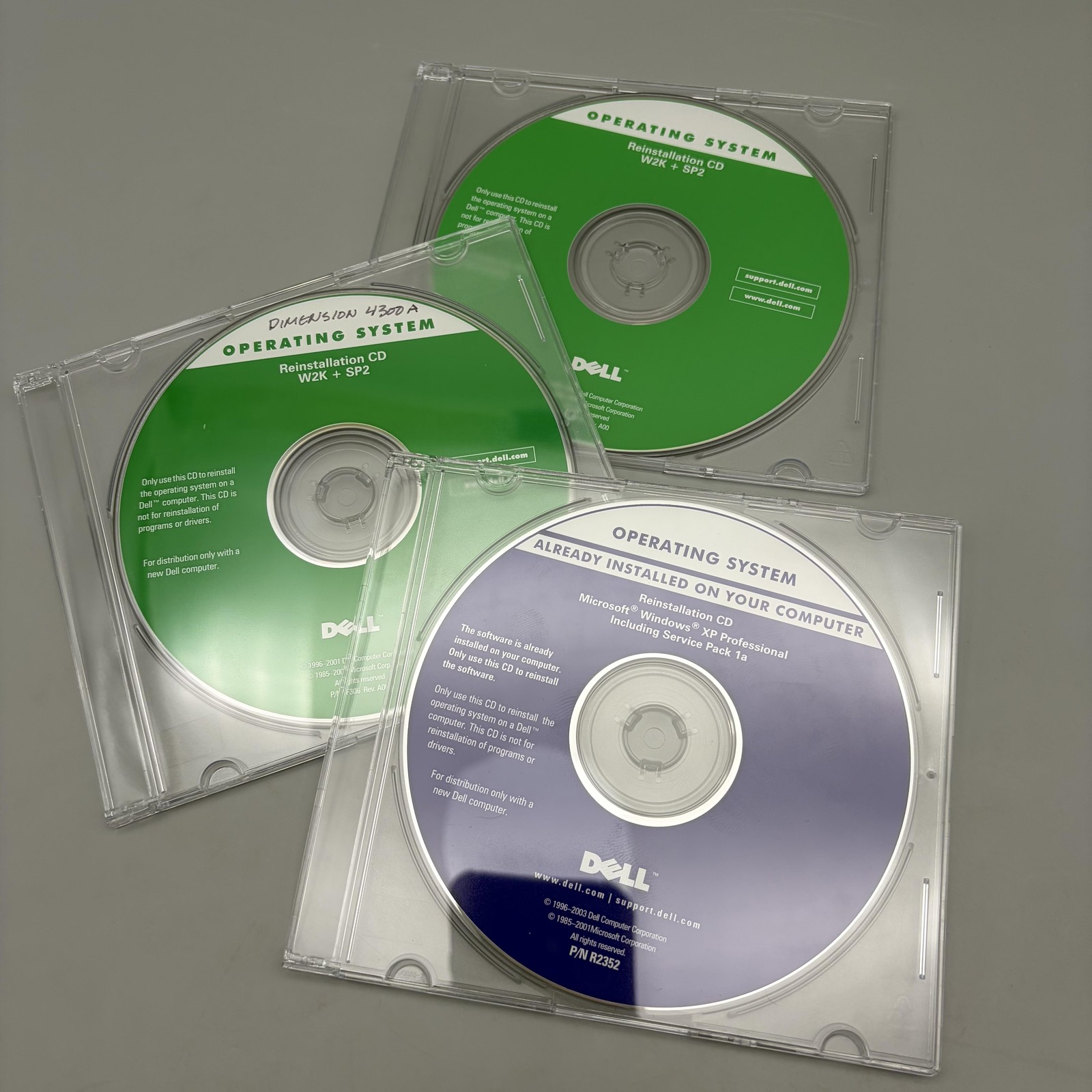 Dell OEM Reinstallation CDs Windows 2000 W2K SP2 + XP Pro SP1a Lot of 3 Restore