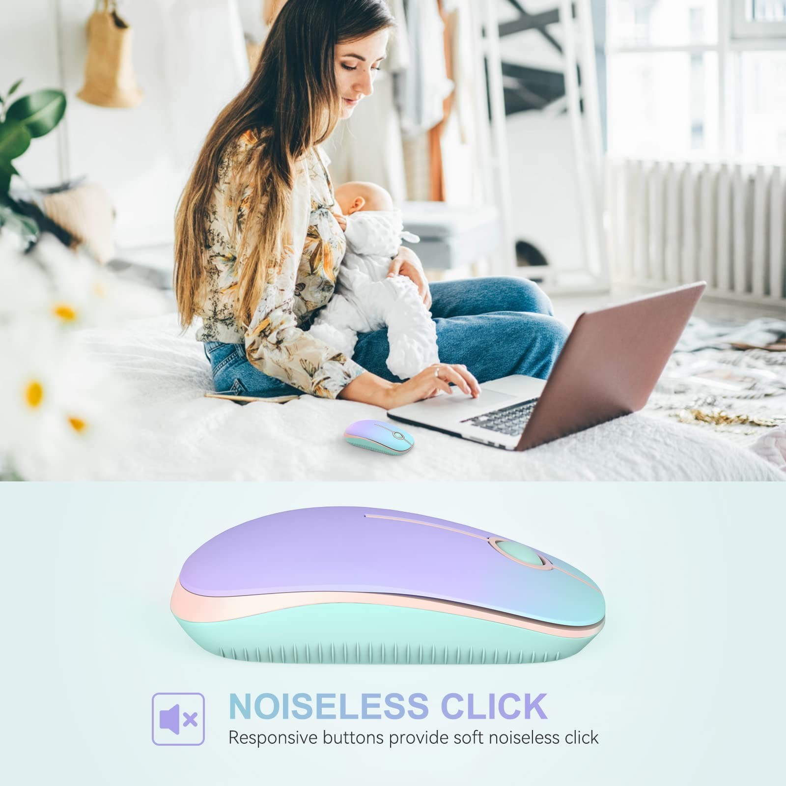 Unipows Wireless Mouse - 2.4G Slim Portable Computer Mouse with Nano Receiver...
