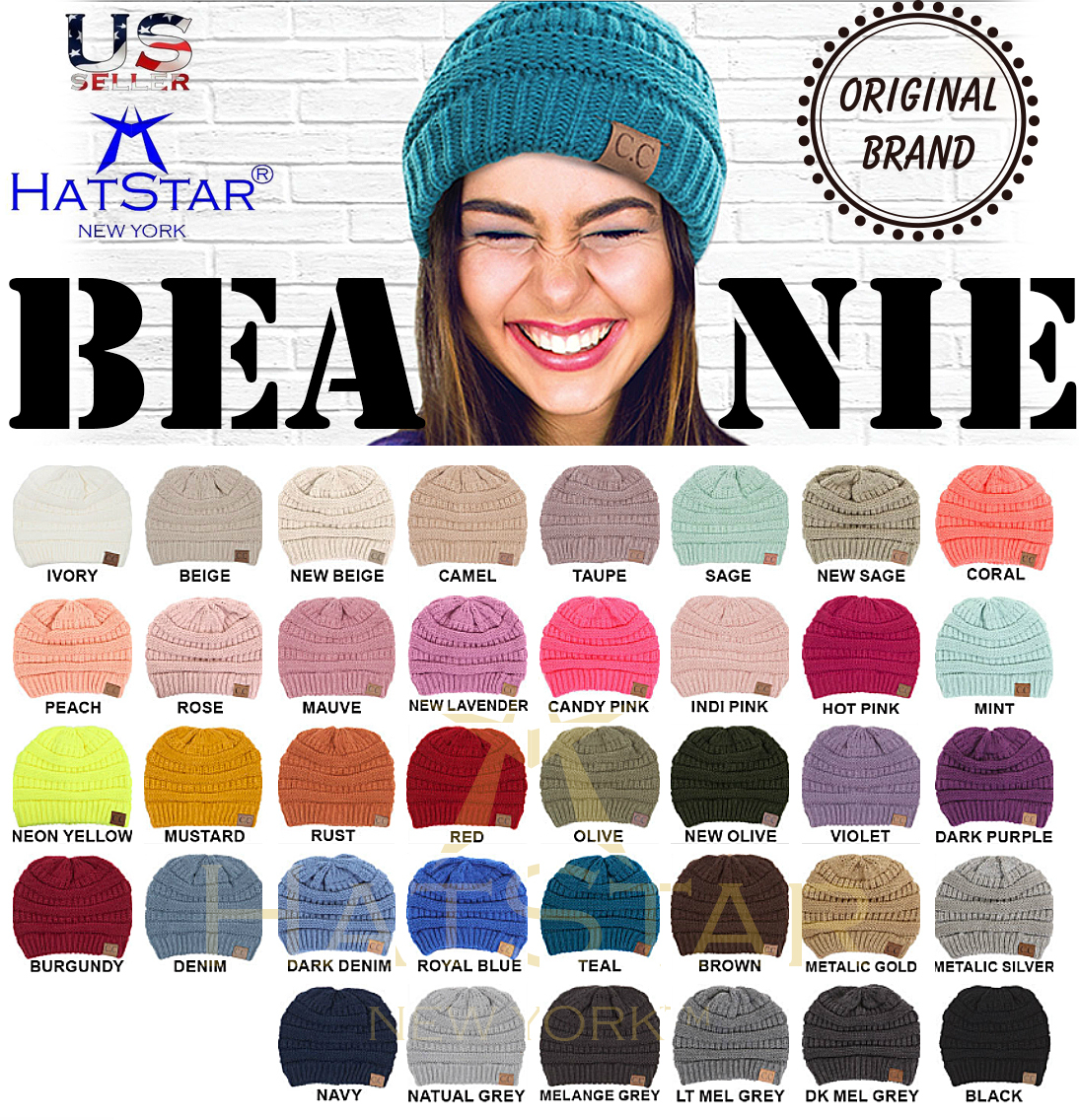 Hot item! CC Beanie New Women's Knit Slouchy Thick Cap Hat Unisex Solid Color