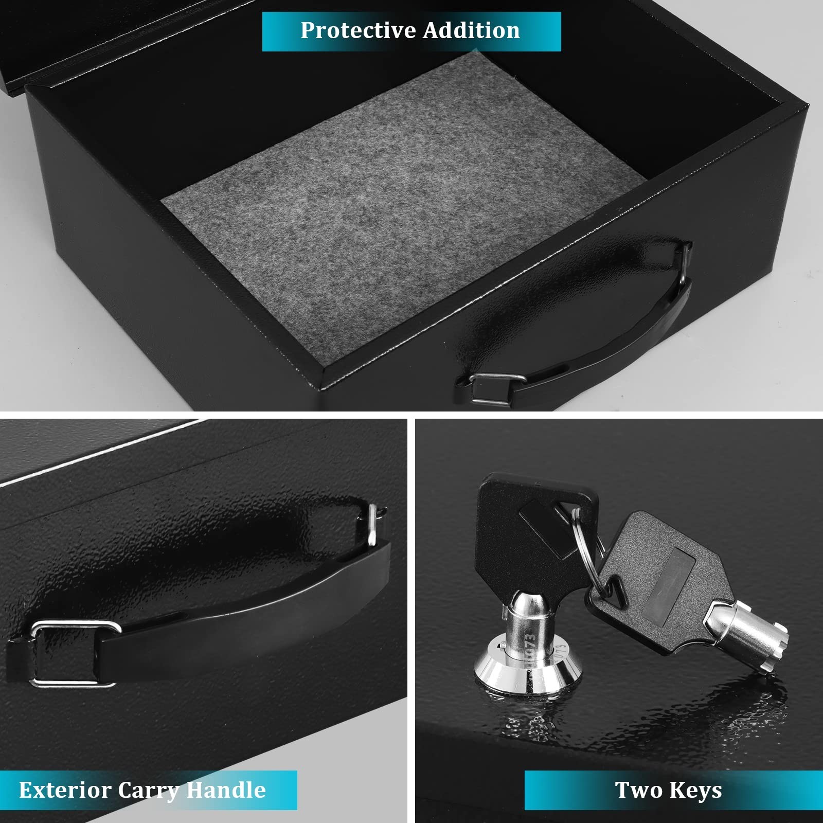 Fire Resistant Document Safe Box with Key Lock - Protects Cash & Valuables, 13.2