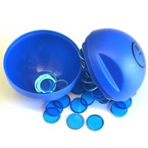 Blue Bingo Ball Magnet With 100 Magnetic Chips