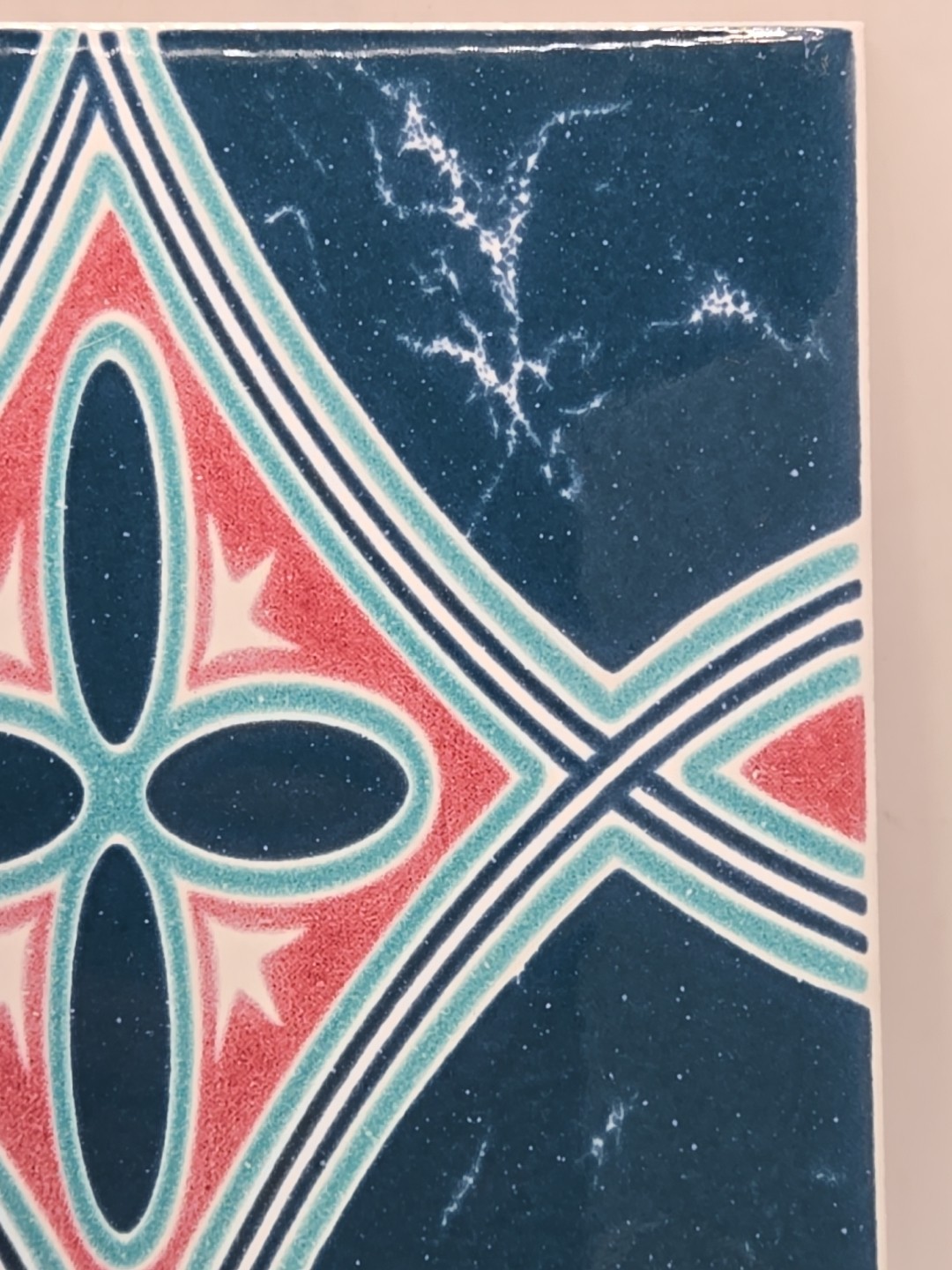 1pc Vintage Dong Su Teal Star Swimming Pool Ceramic Tile Frost Free 6"x6" LA-88
