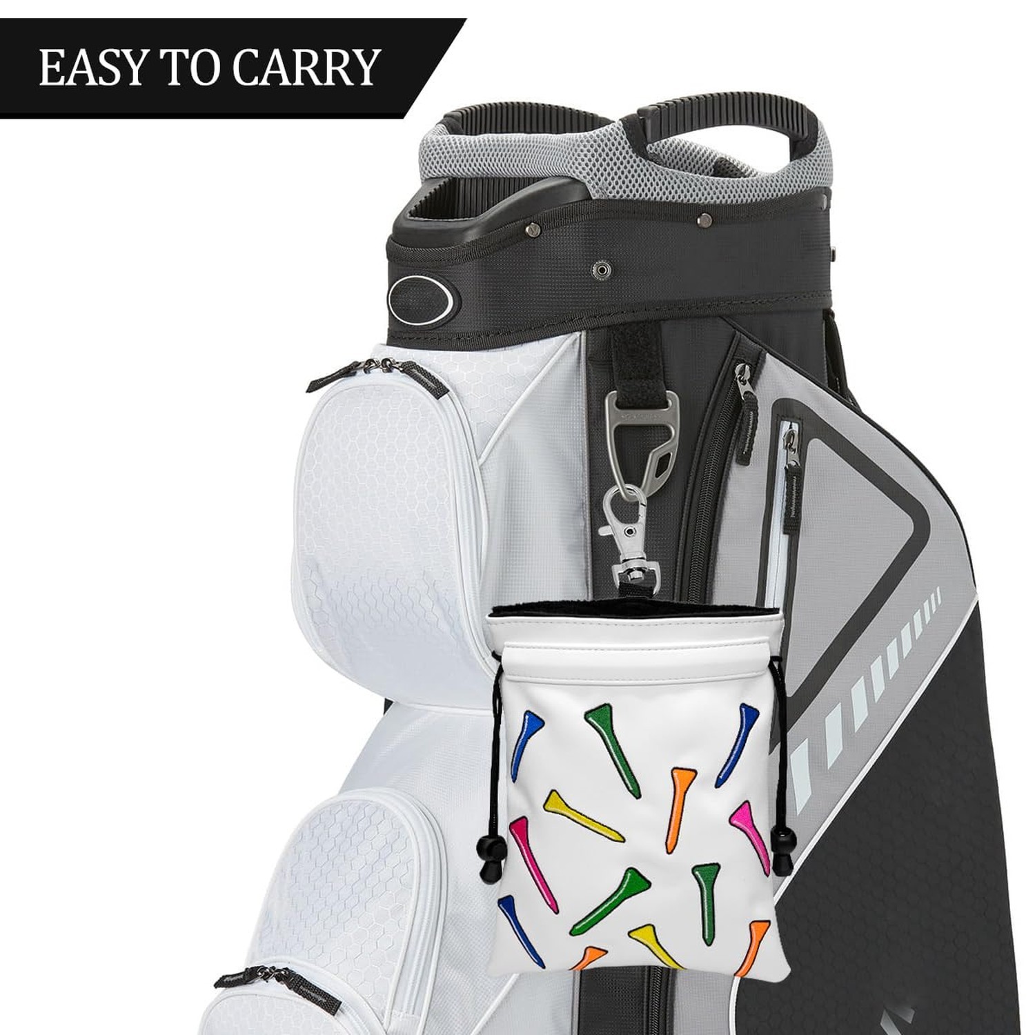 Valuables Pouch,Golf Bag Pouch with Drawstrings Golf Tee Bag Leather Golf Tee...