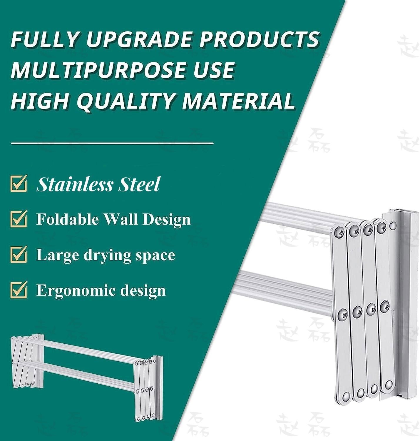 Wall Mounted Clothes Drying Rack Stainless Steel Retractable Laundry Drying Rack