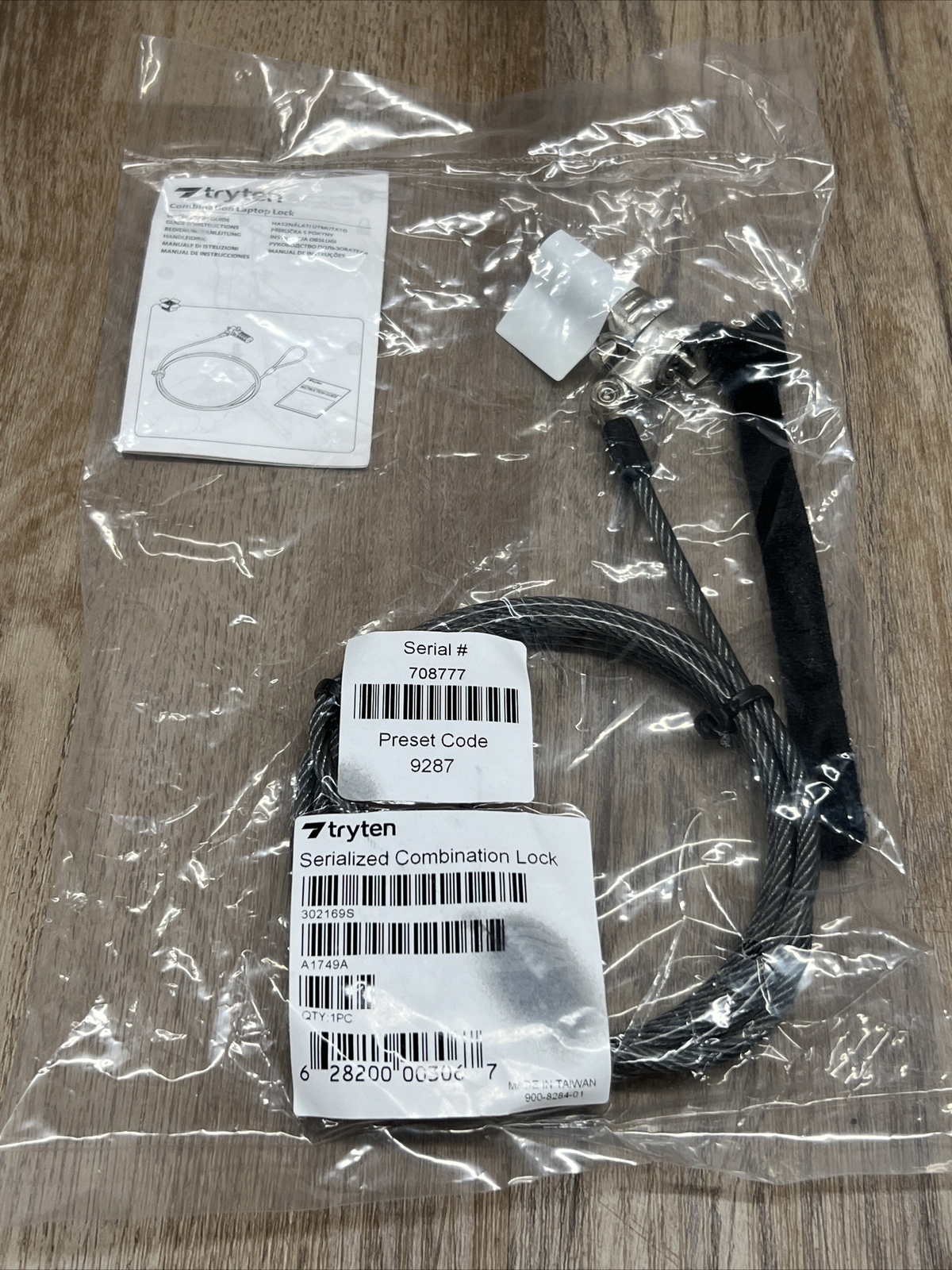 NEW Tryten Combination Combo Laptop/Computer Cable Security Lock