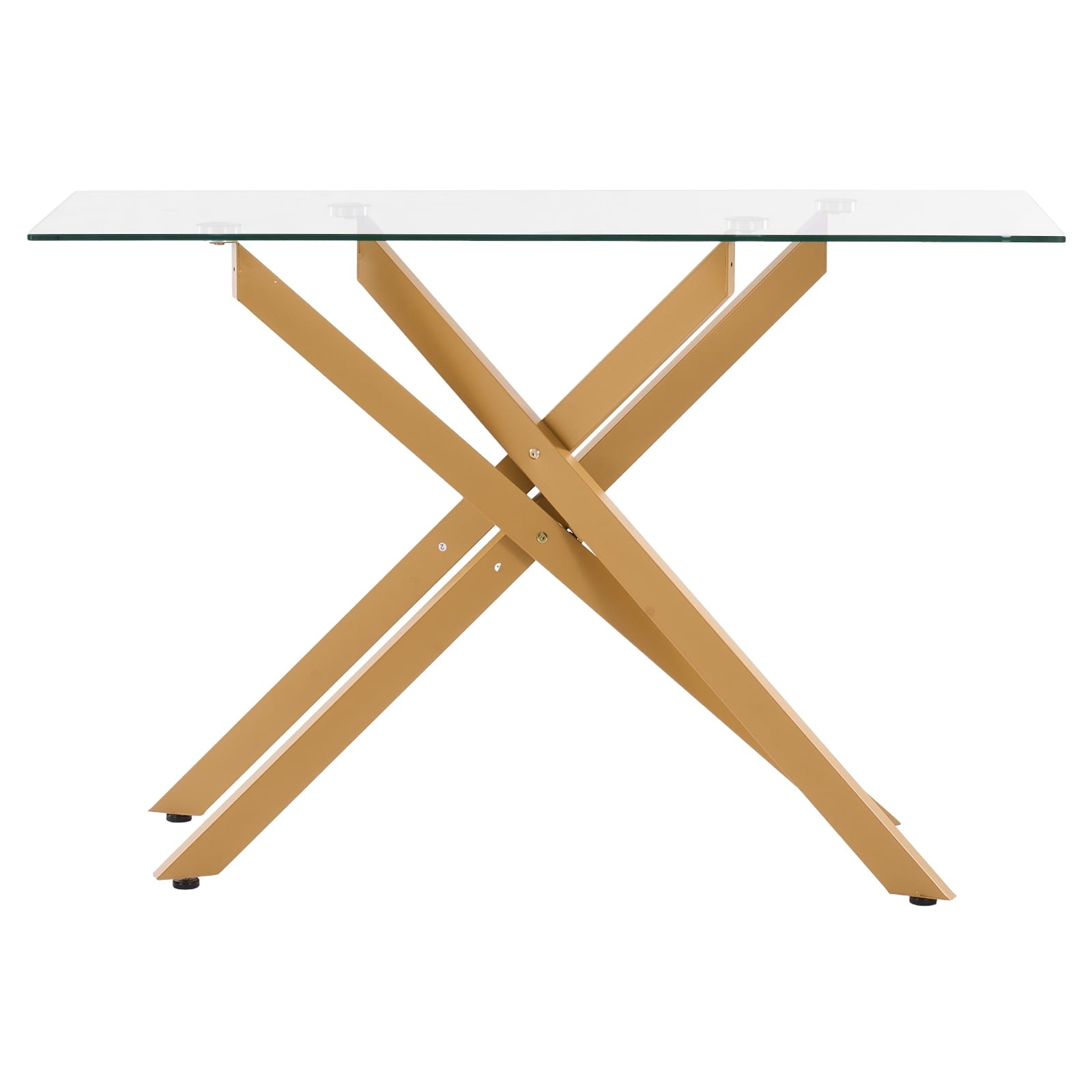 Modern Glass Coffee Table Rectangular Sofa Side Table W/ Tempered Glass Top &