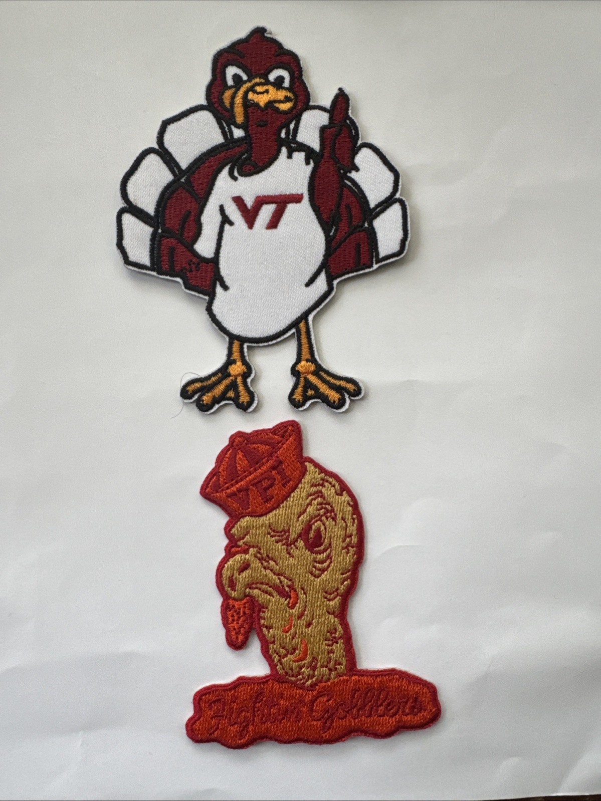 2 VT VIRGINIA TECH GOBBLERS HOKIES Iron On Patches Patch 4” X 3” & 3” X 2.5”