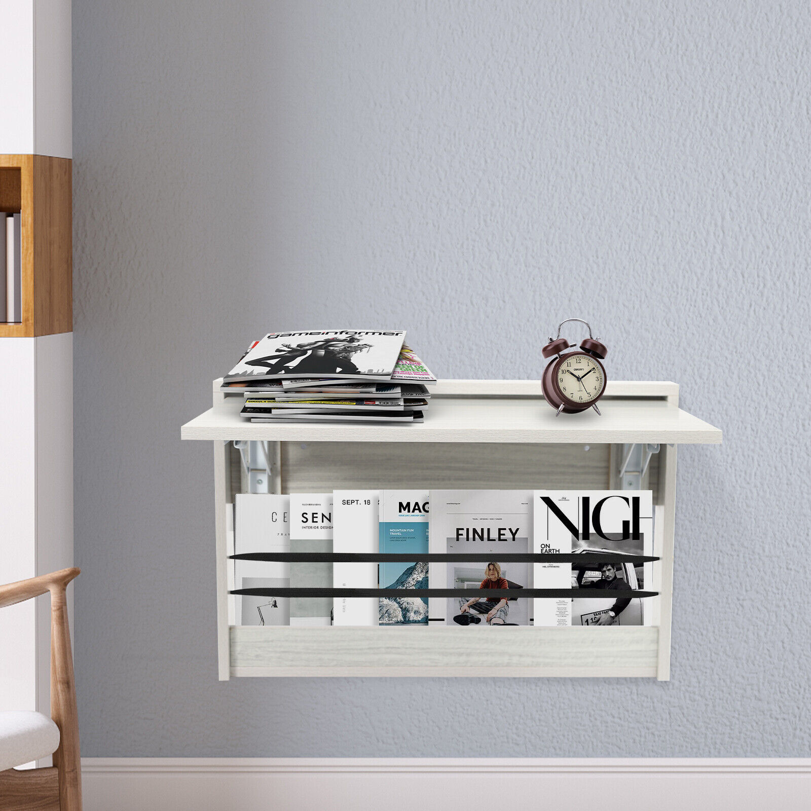 Folding Wall Table, Light Gray Fold Down Table Wall Mounted For Workbench, Home
