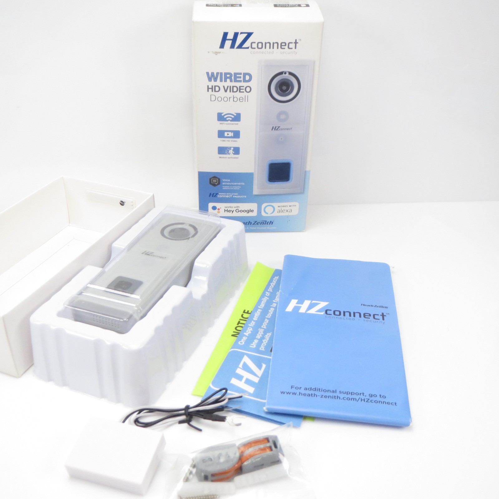 Heath-Zenith SL-9601-90 Wired HD Video Smart Doorbell Motion Sensor HZ Connect