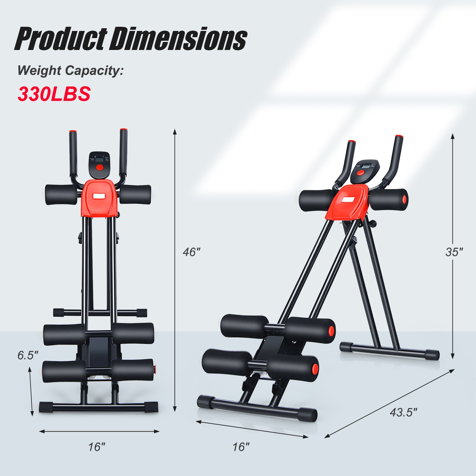 Foldable Adjustable Core Abdominal Trainer AB Crunch Workout Machine W/Display