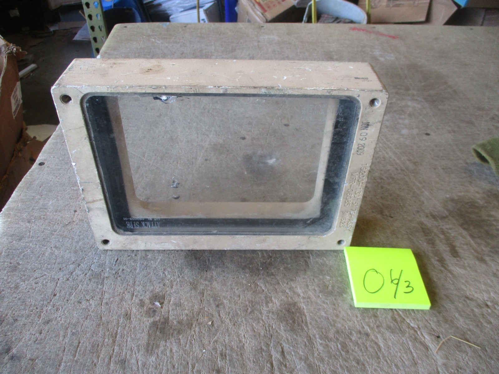 Used 11.5"x8"x2.5" Armored Glass Window for Military Application, 3 Chips in Gla