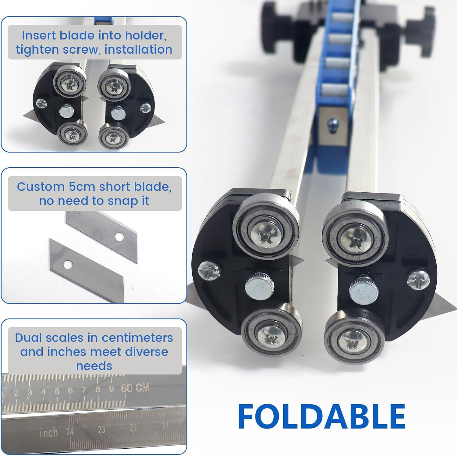 Foldable Drywall Cutting Tool 5/8in Dual Scale Deburring Scraper DIY Cutter Kit
