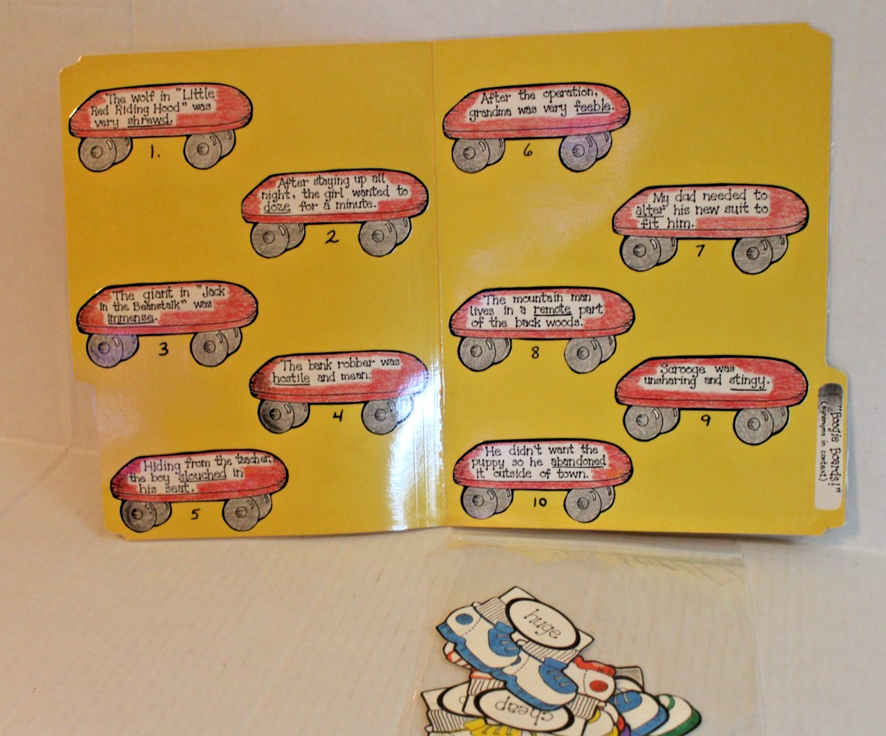 Skateboard Synonyms Matching Center Activity Grades 1-3 Language Arts Reading