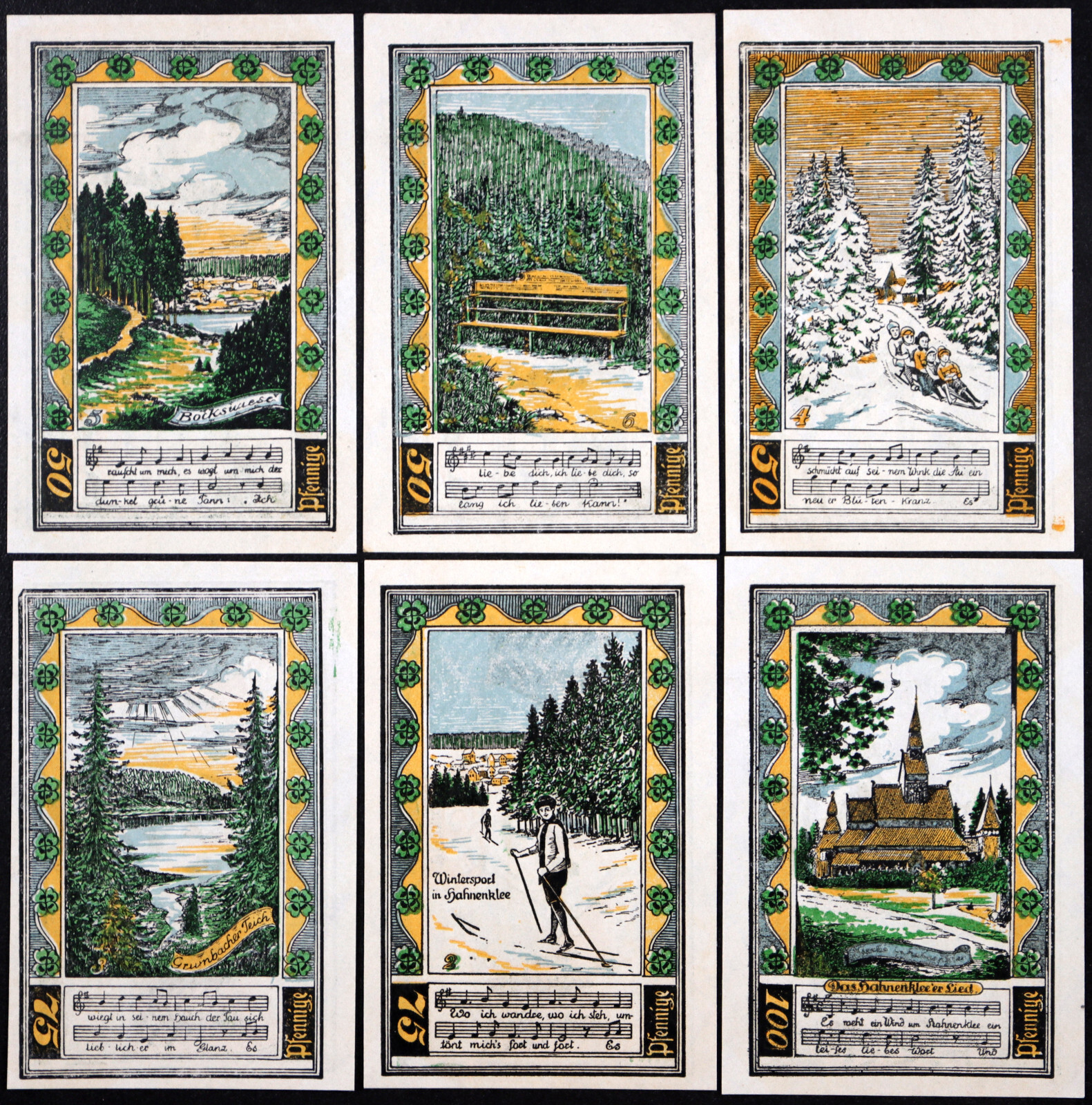 BOCKSWIESE-HAHNENKLEE exp. 1922 "Skiing, Sledding, Nature Scenes" Complete Set