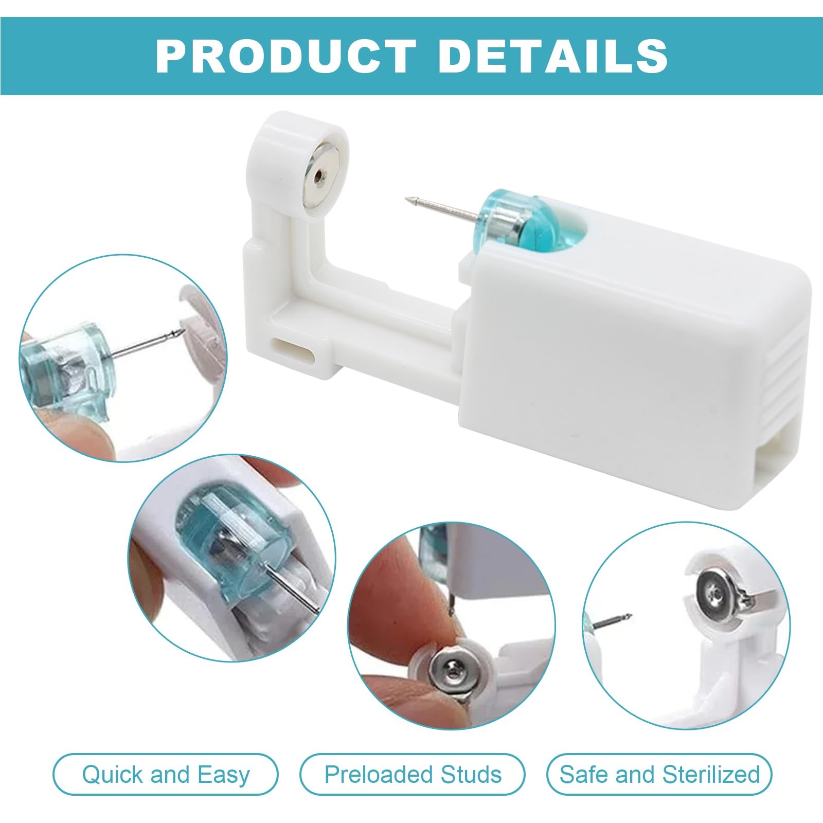 Ear Piercing Kit - 36Pcs Disposable Ear Piercing Kit Includes 12Pcs Self Ear ...