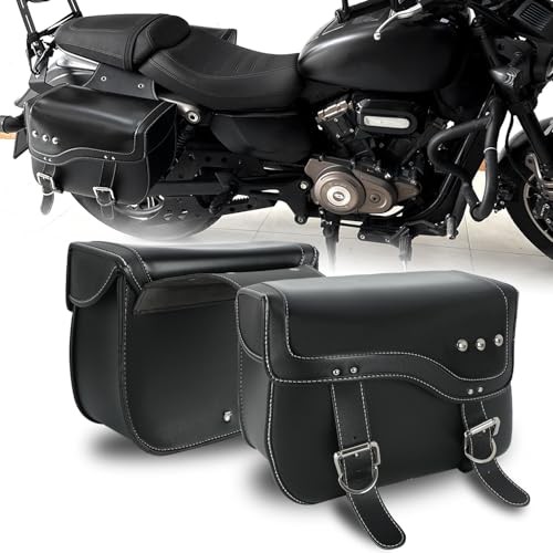 Motorcycle Saddlebags - Universal Leather Rear Saddle Bag | 30L Large