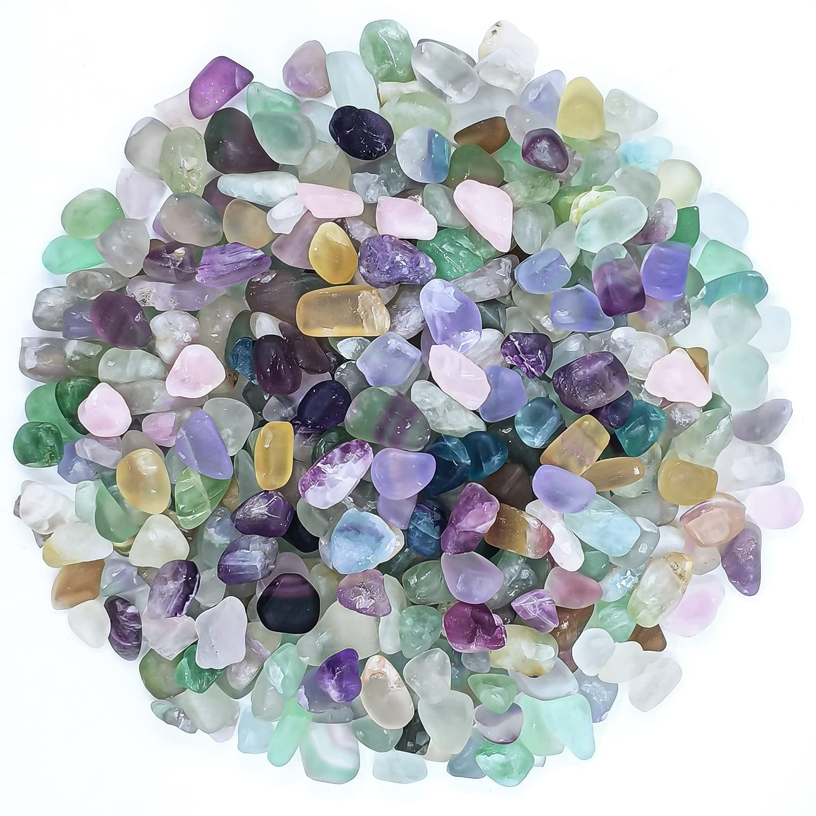 0.93 LB Fluorite Tumbled Chips Aquarium Fish Tank Gravel, Natural Crystal Qua...