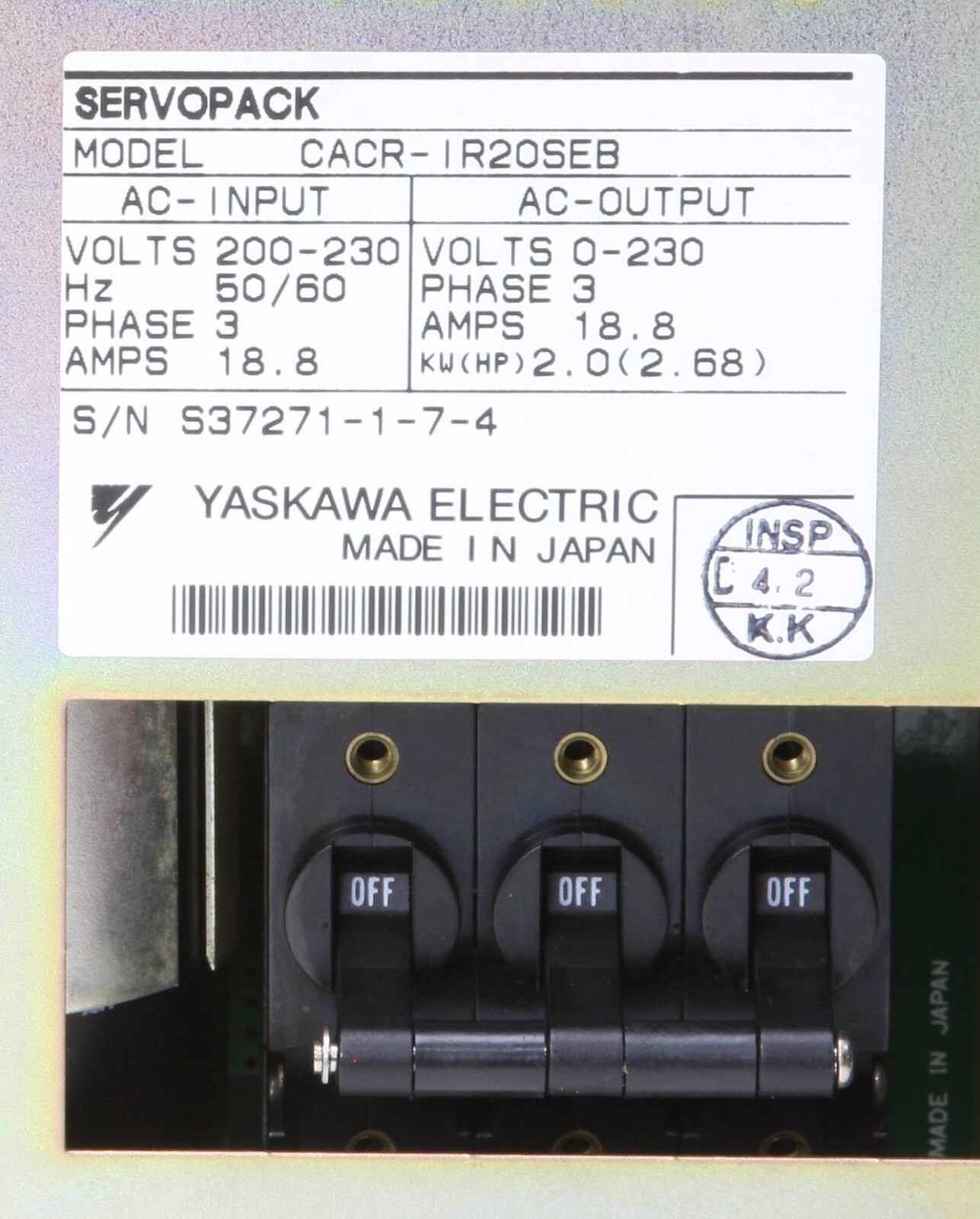 Yaskawa Servopack CACR-IR20SEB
