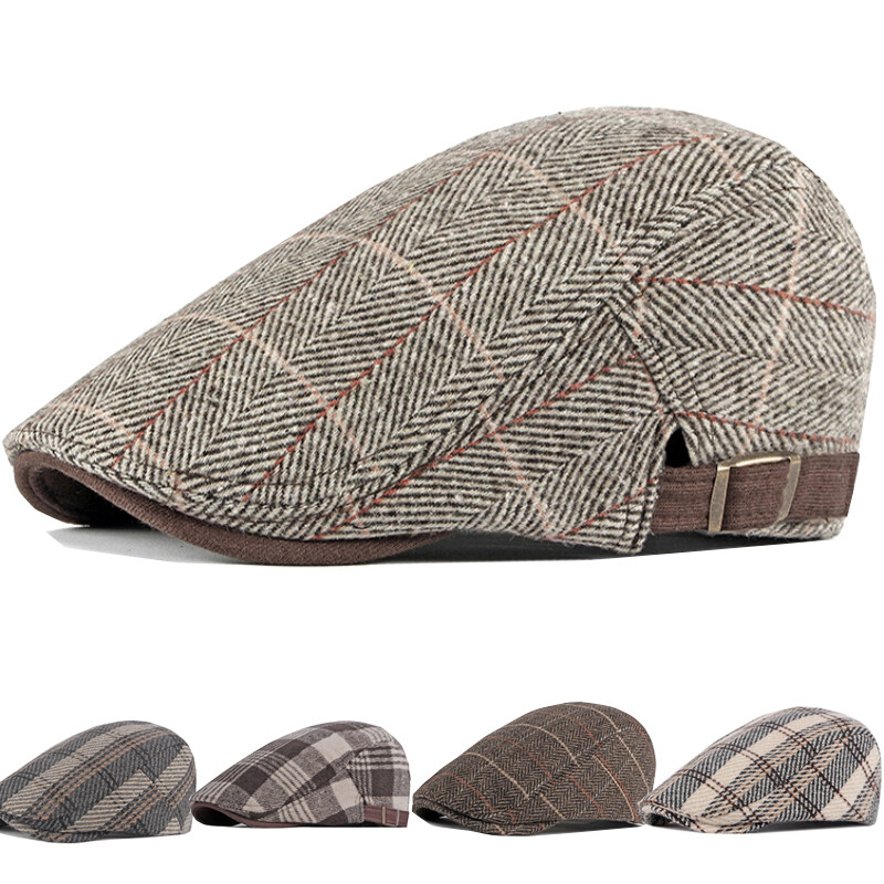 Men's Beret Cap Hat Warm Autumn Winter Newsboy Flat Cap Gatsby Golf Cabbie Hats