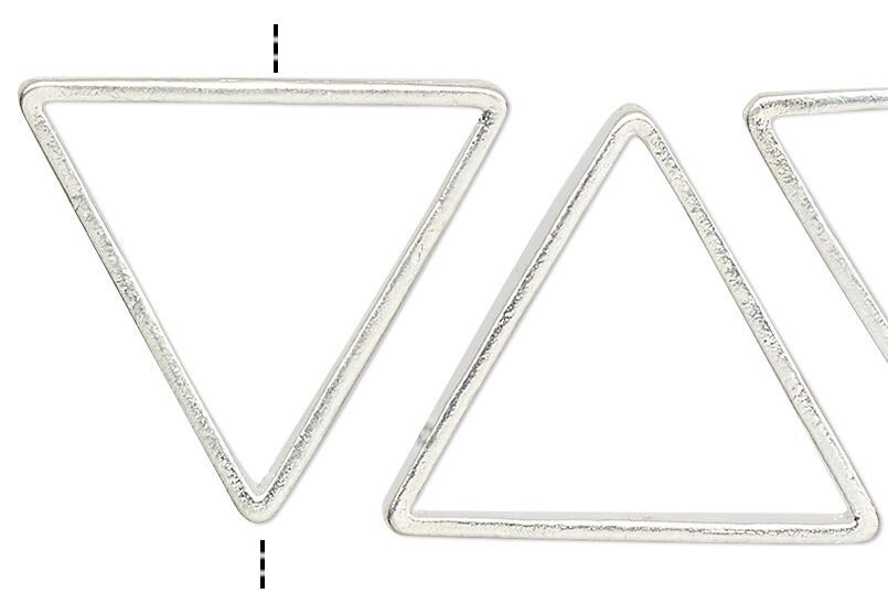 Bead Frame, 4 Silver Plated Pewter 19mm Triangle Holders Fit up to 12mm Beads