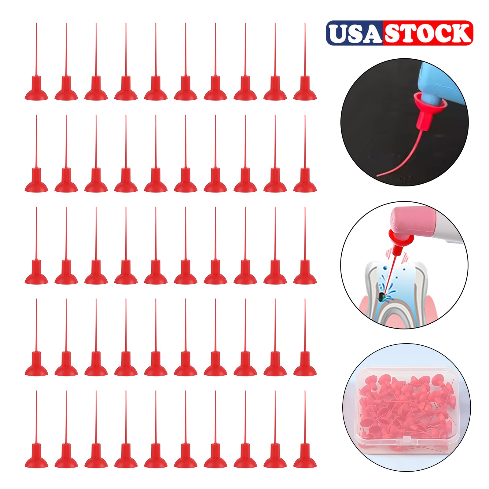50Pcs Dental Activator Tips Ultra Sonic Activator Irrigator Needle Tip MediumRed