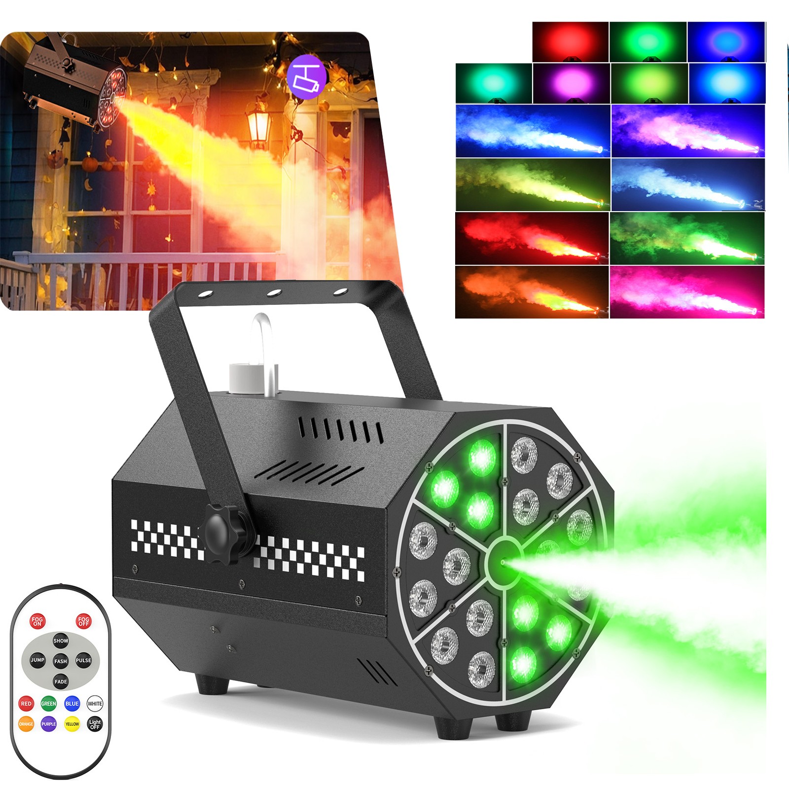 1000W Smoke Machine Fog Mist Haze Hazer Effect 18 LED For Disco Party Halloween