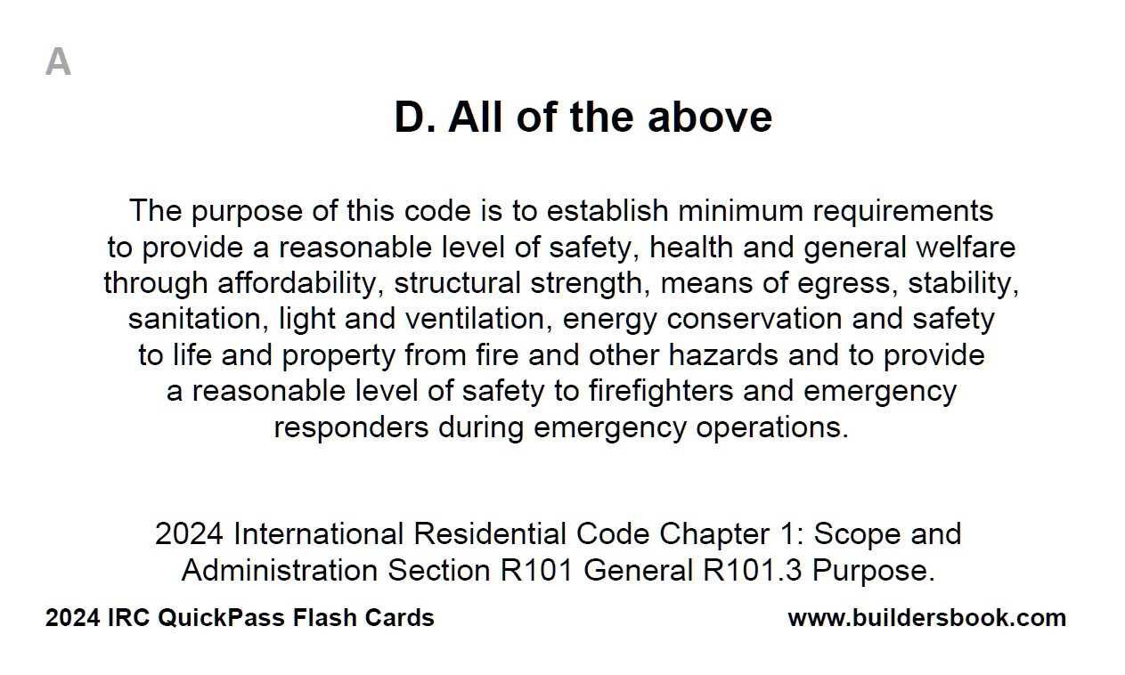 2024 International Residential Code IRC QuickPass Flash-Cards