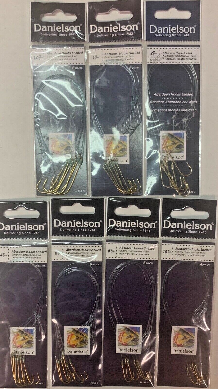 Danielson Gold Aberdeen Snelled Hooks 6 Per Pack Many Sizes Pick Fixed Ship