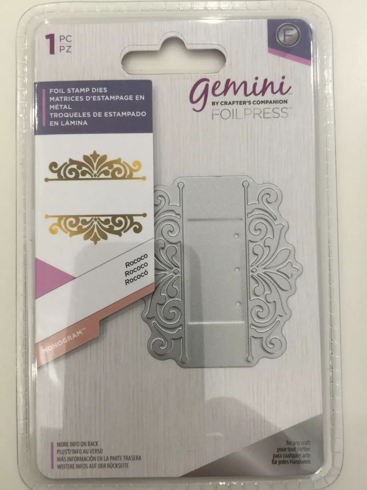 Crafter's Companion Royal Monogram Foil Stamp Dies Rococo New