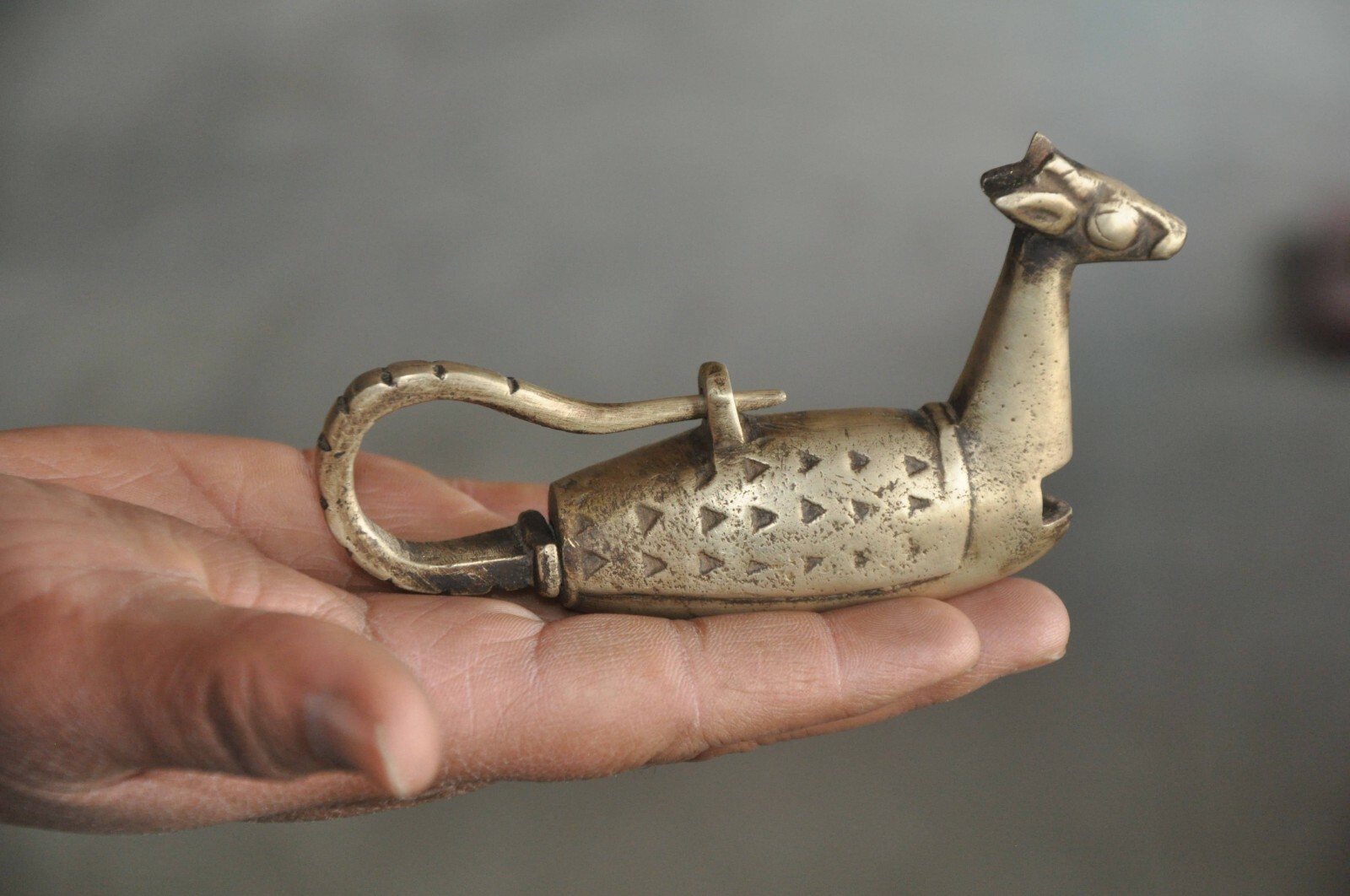 Vintage Brass Handcrafted Deer Shape Engraved Strip System Padlock