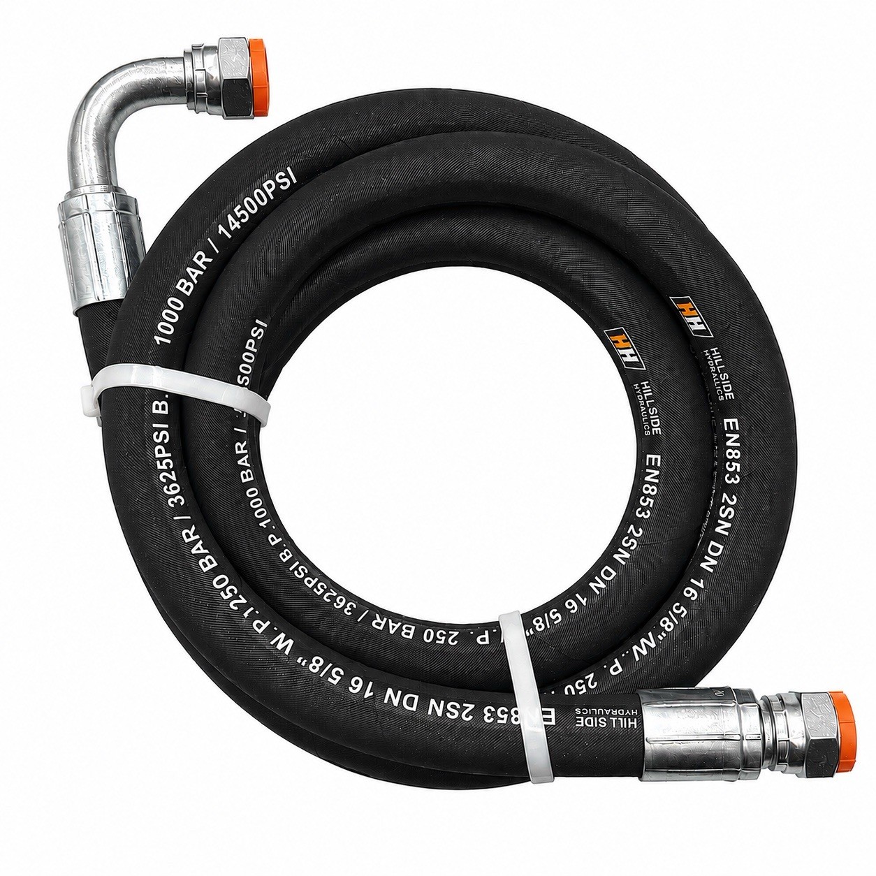 5/8” Hydraulic Hose Assembly -  #10 JIC Swivel x #10 JIC 90 Degree End (7/8-14)