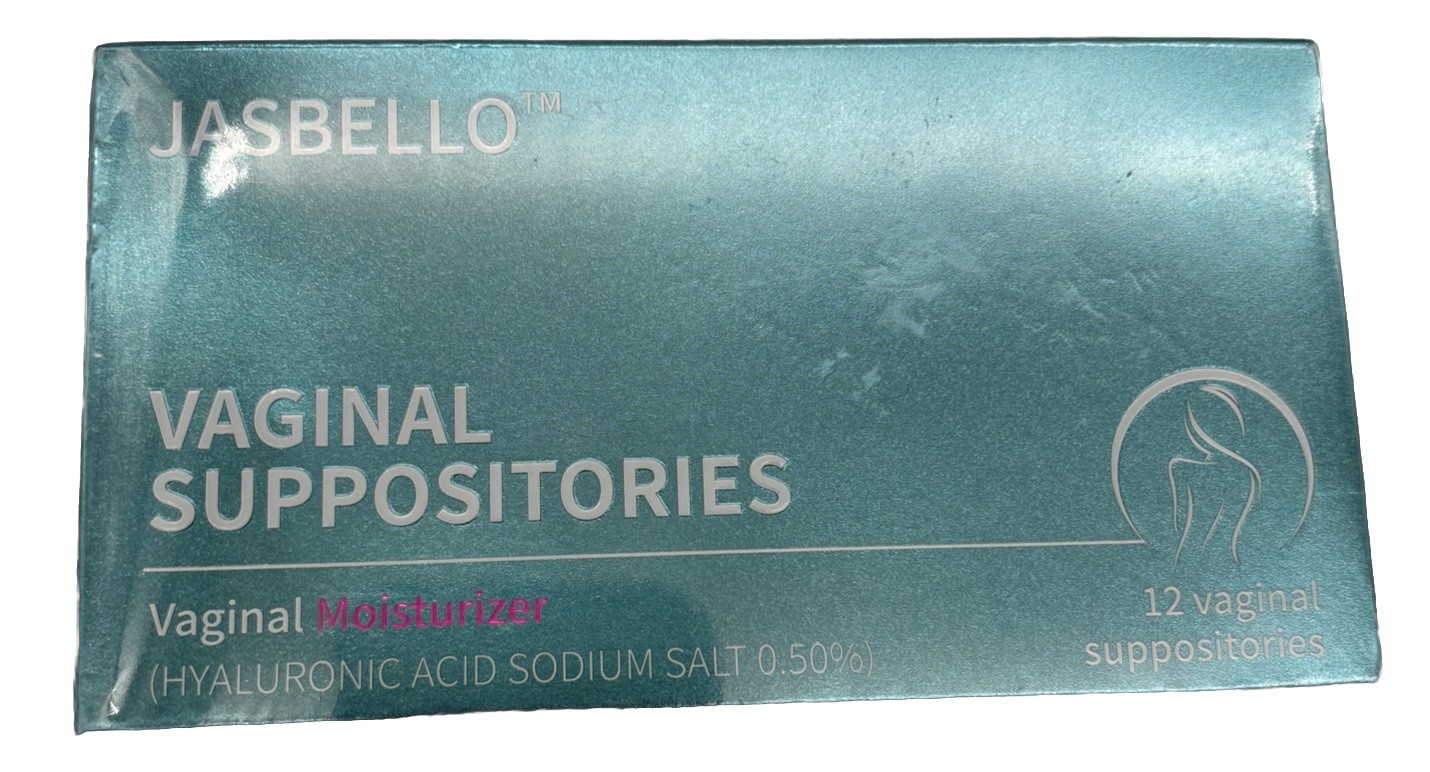 Jasbello 12 Pk Vaginal Moisturizer Suppositories Exp 7/27 Hyaluronic Sodium .50%