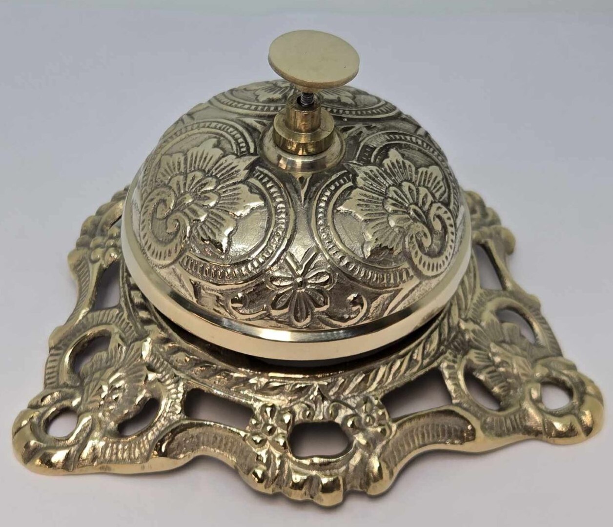 Cast Solid Brass Desk Bell  service shop counter fancy antique vintage retro new