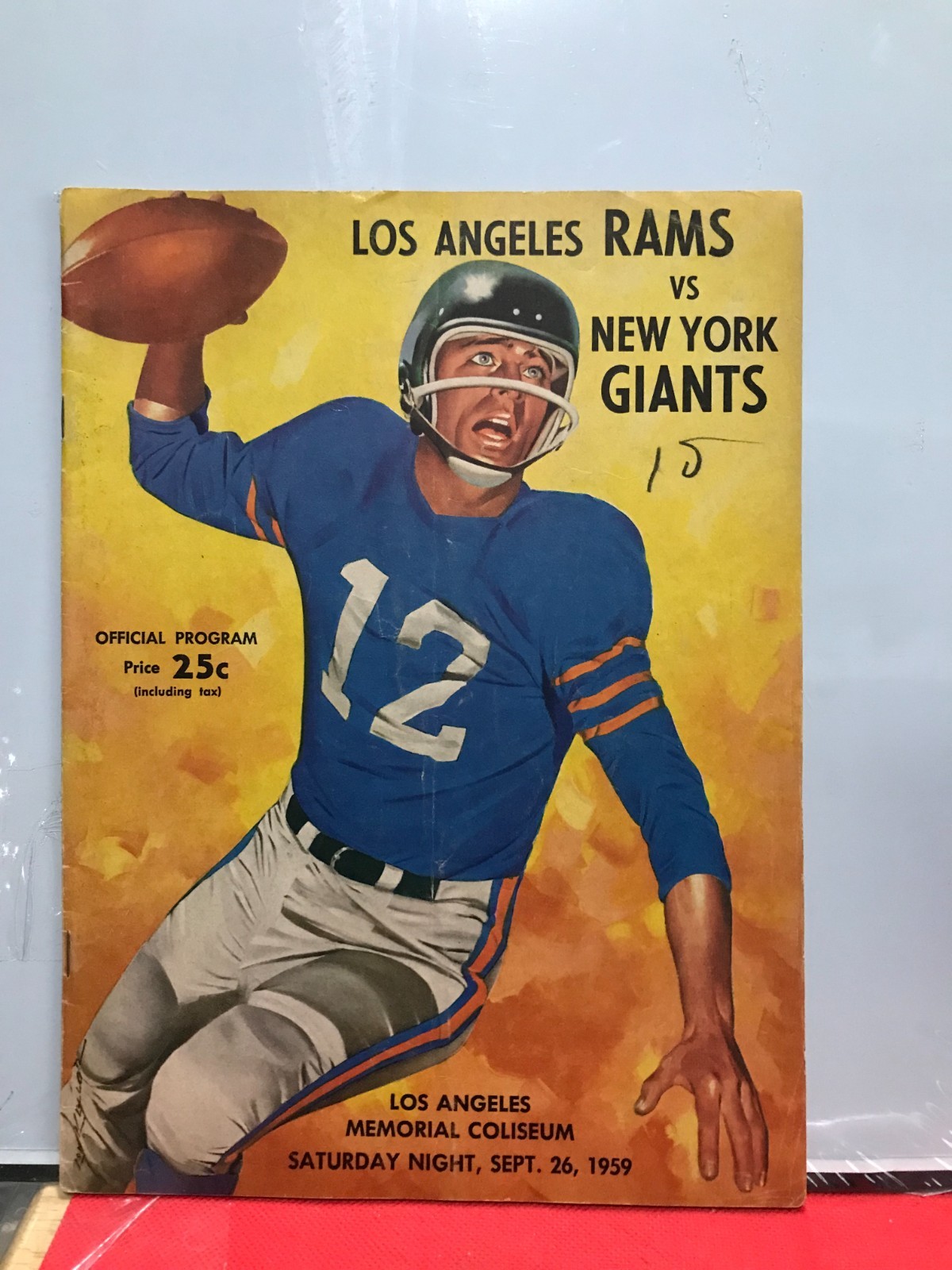 SEPT 26  1959 Los AngelNew VS  York Giants Football Program SATURDAY NIGHT A12