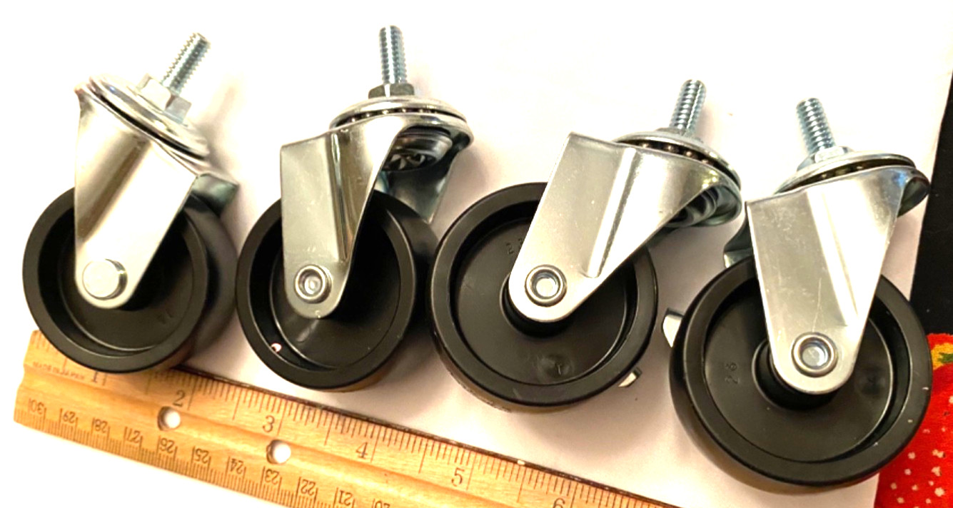 Lot of 4 Rolling Locking Wheels Craft Building Utility Hardware  010-066