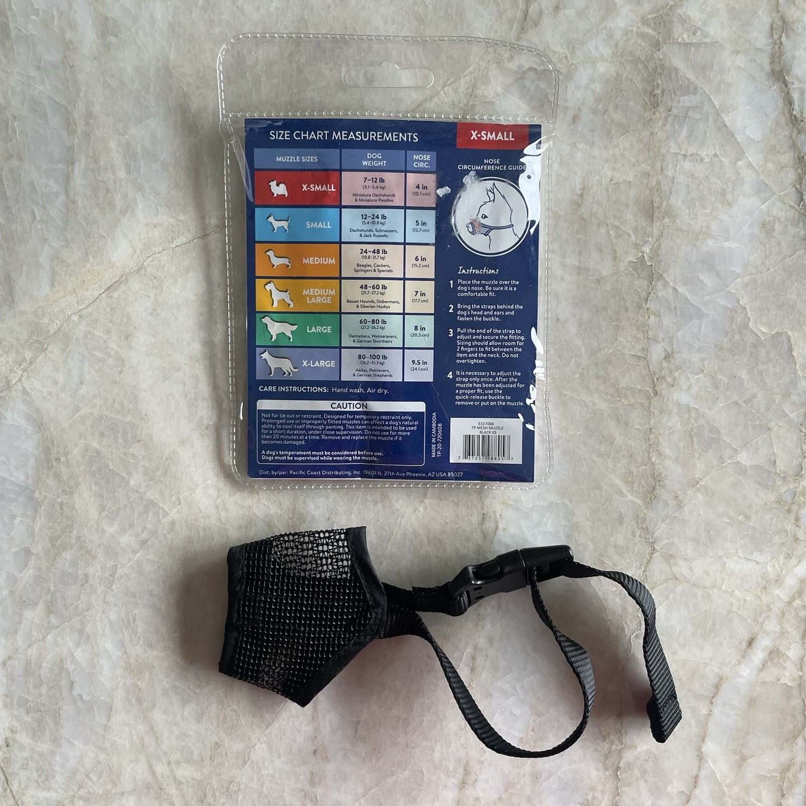 Top Paw Adjustable Mesh Muzzle Size XS X-Small 7-12 Lbs