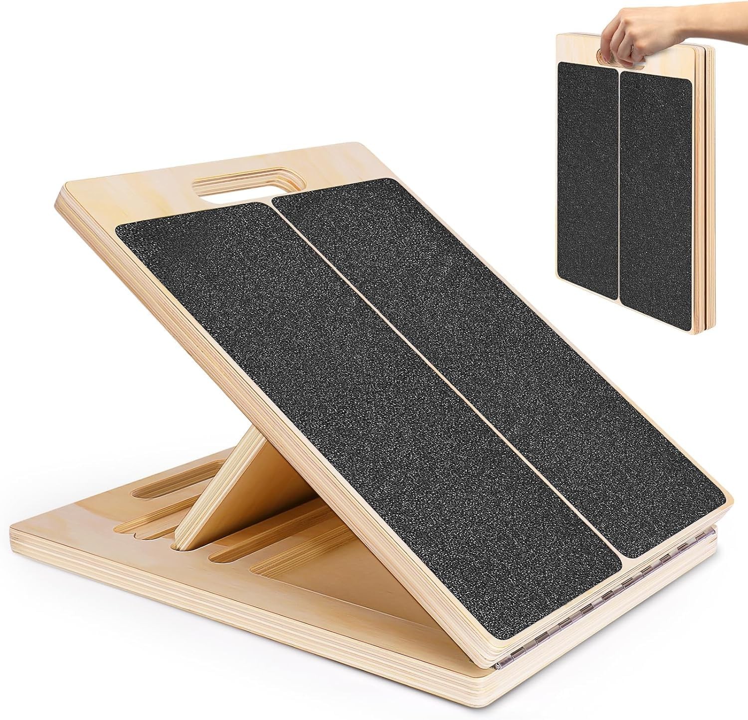 Portable Wooden Slant Board for Calf Stretching Squats Calf Stretcher Pilates...