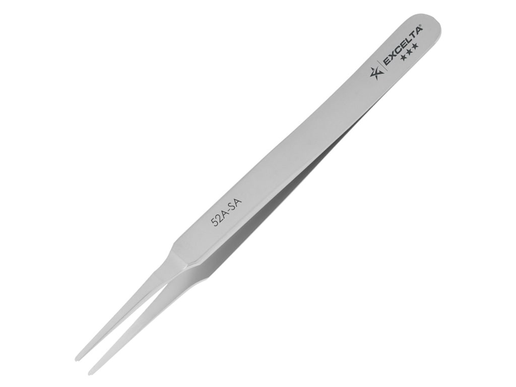 Excelta 52A-SA Tweezers, Straight, Flat Point, Anti-Mag. SS, Anti-Crush, 4.75'