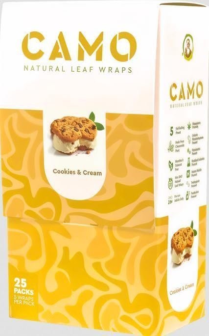 Camo Natural Leaf Wraps - (Cookies & Cream) 125 Wraps Box