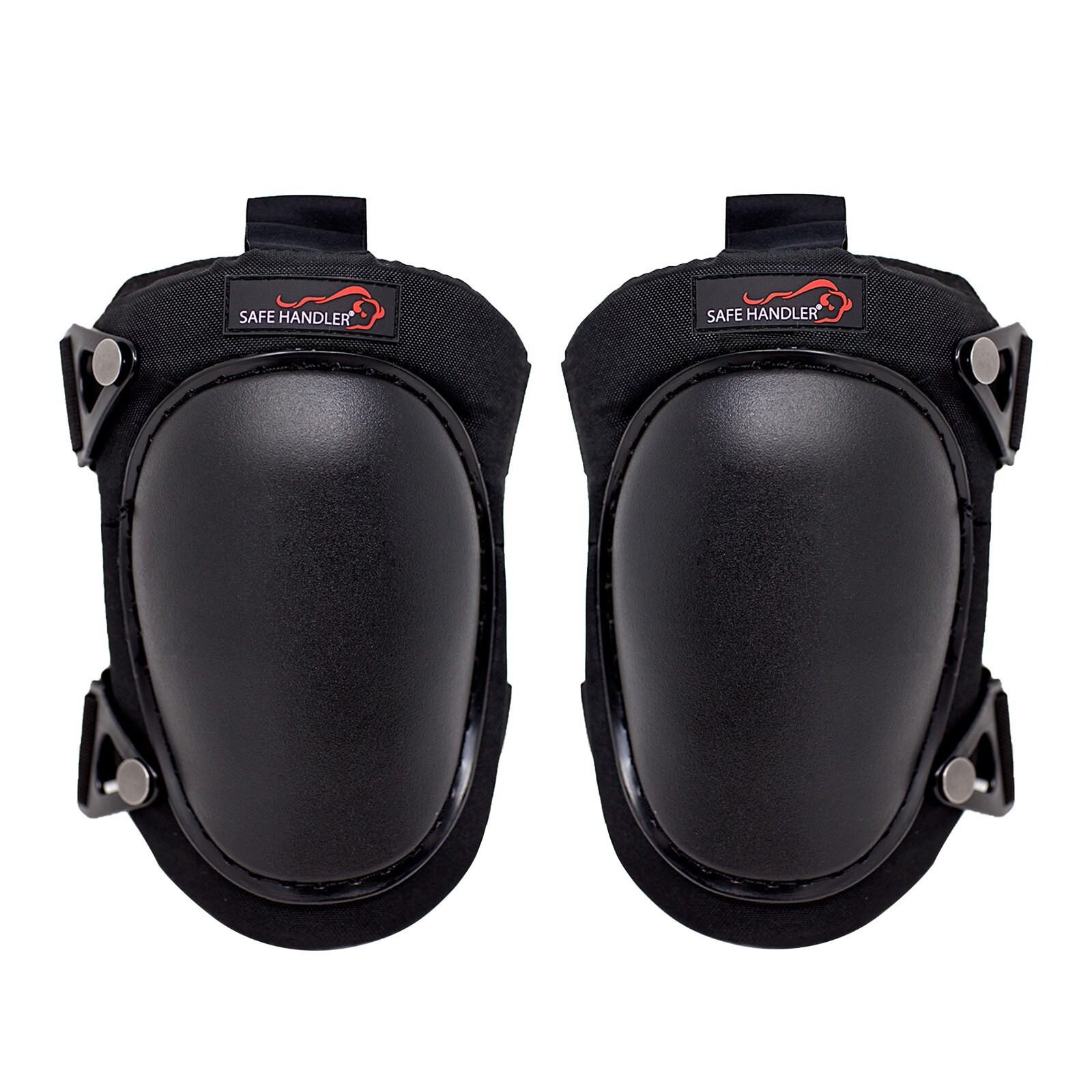 Professional Knee Pads with High Density PP Cap, Hook Closer, Black (1 Pair)