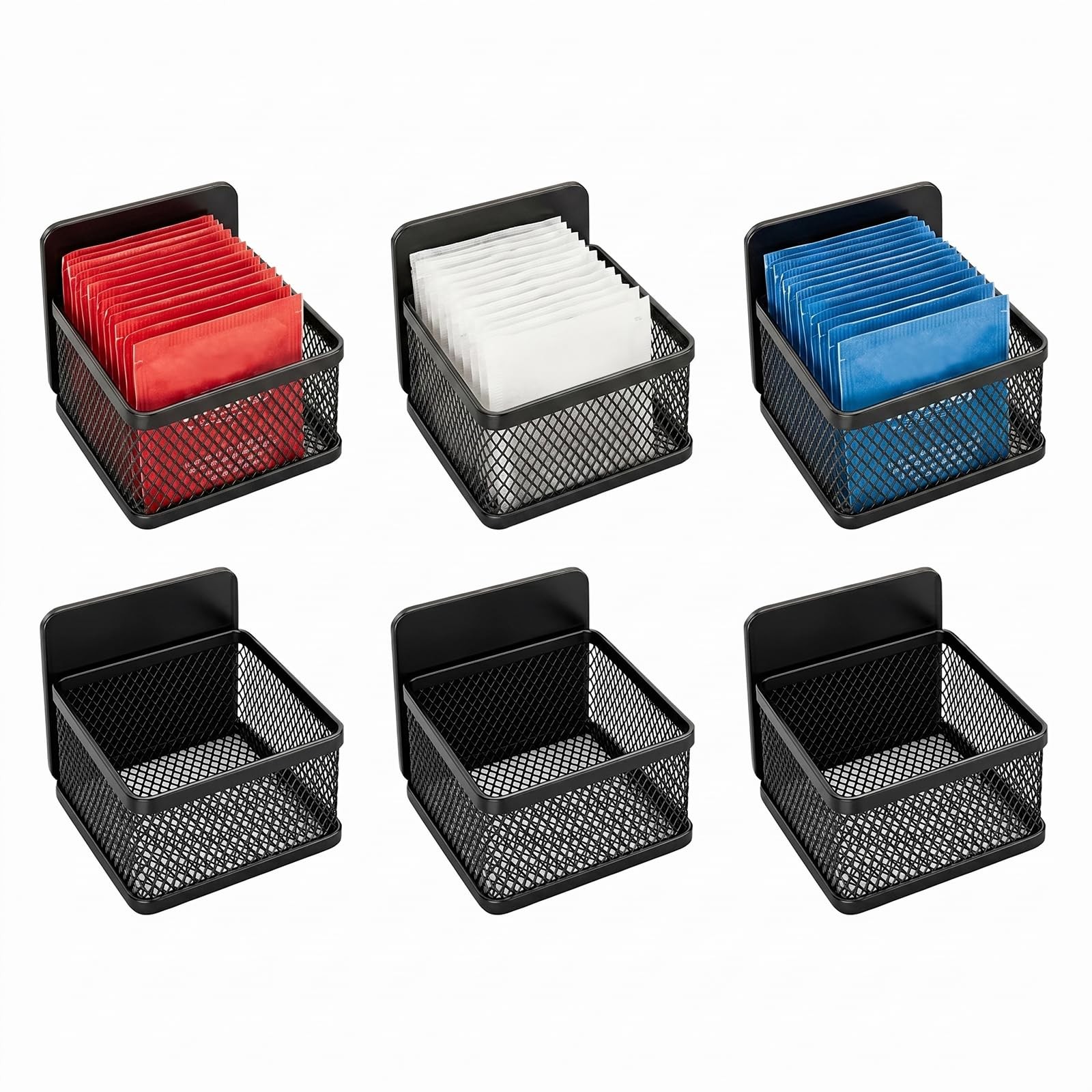 YINSHCO 6 Pack Magnetic Tea Bag Organizer, Metal Organizer Normal, Black