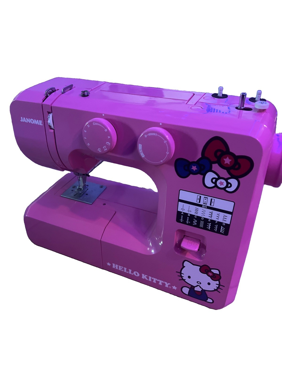Janome Model 14412 Pink Hello Kitty Sewing Machine With Foot Pedal Included